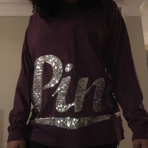 Maroon Victoria Secret Pink long sleeve top.